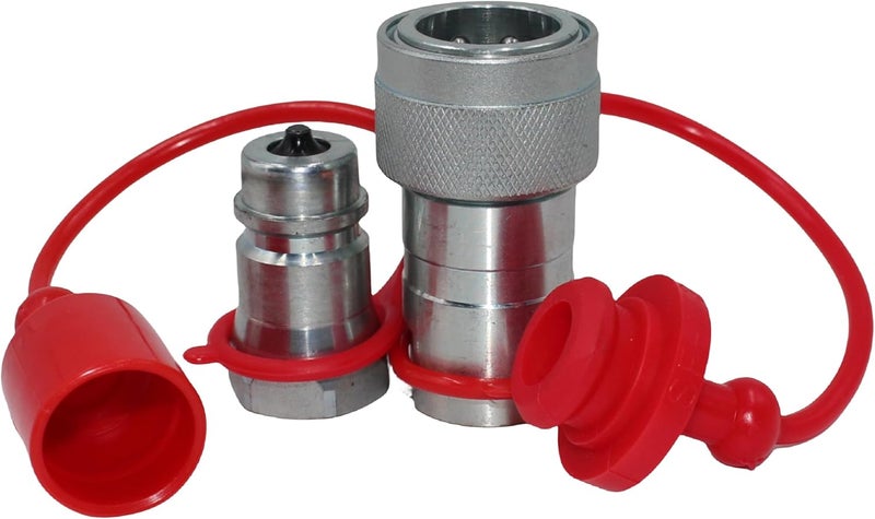 BLUEAGLE 1/2'' Ag Hydraulic Quick Connect Tractor Couplers with Dust Caps,Poppet Valve Pioneer Style ISO 5675 Hydraulic Quick Coupler - Image 5